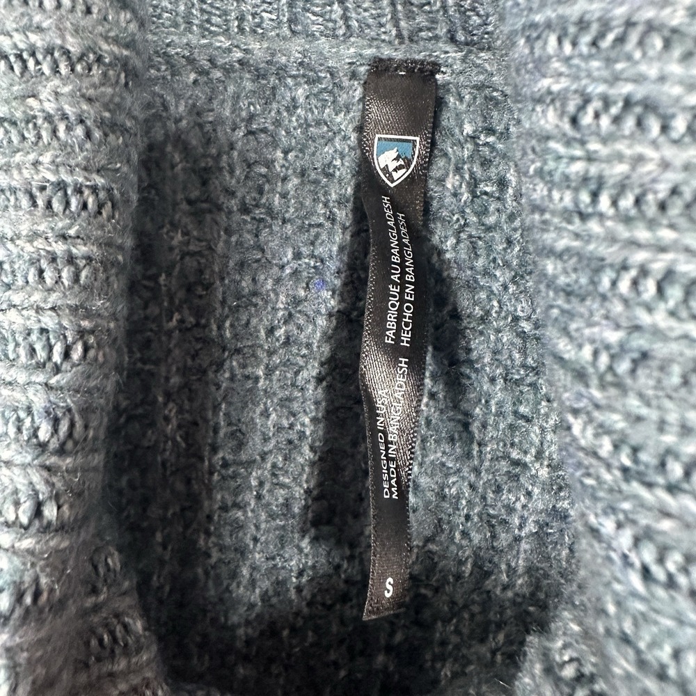 Kuhl Sienna Sweater Womens Small Blue Waffle Knit Turtle Neck Drop Hem Stretch - Picture 5 of 6